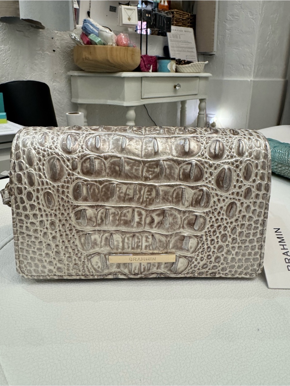 🌺SO CUTE! NWT Brahmin Minuette Pristine Melbourne Metallic Leather Crossbody